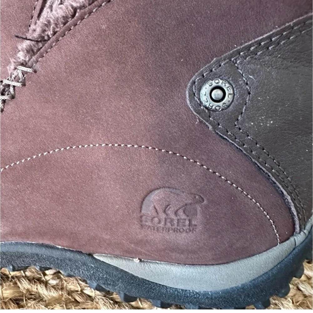 SOREL Nicolet Thinsulate Waterproof Boots Suede Shearling Brown ‎ Womens Size 7